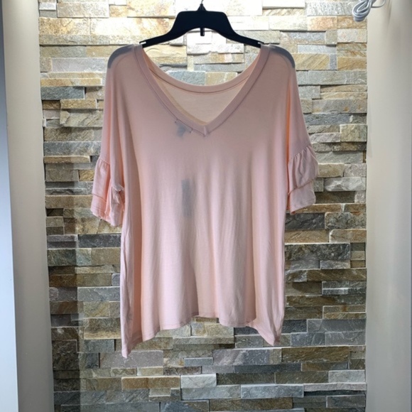 Chelsea28 Ruffle Sleeve Tee Peach - Picture 3 of 6